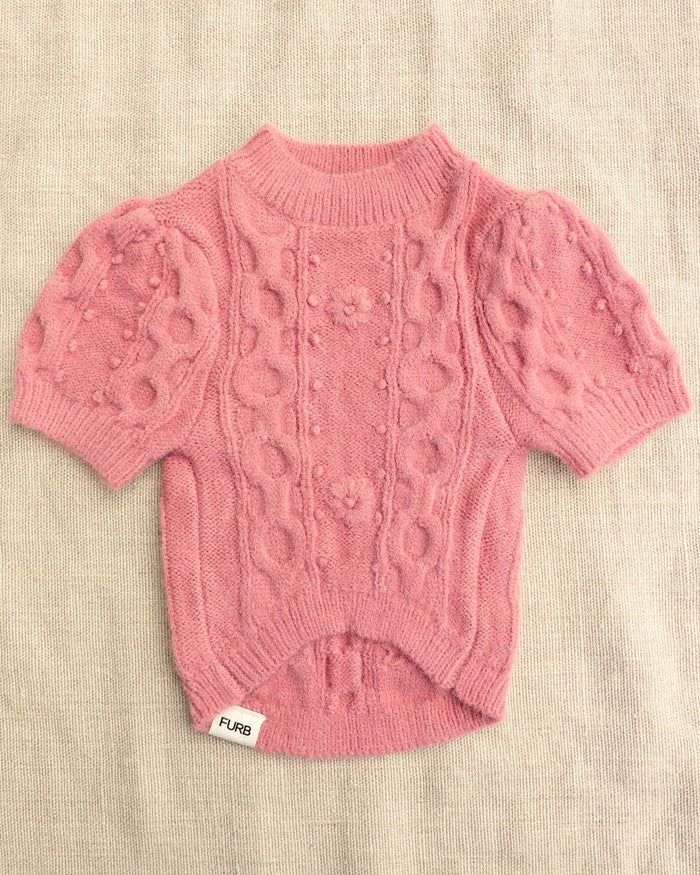 Genevieve Mauve Cable Knit Dog Sweater dog sweater with cable knit