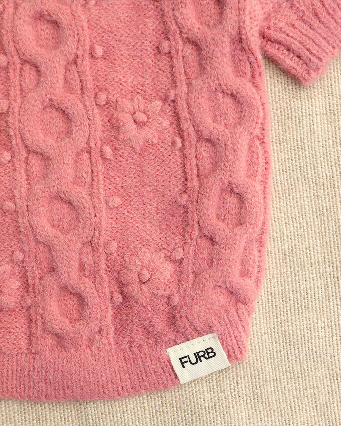 Genevieve Mauve Cable Knit Dog Sweater dog sweater for everyday style, cable knit