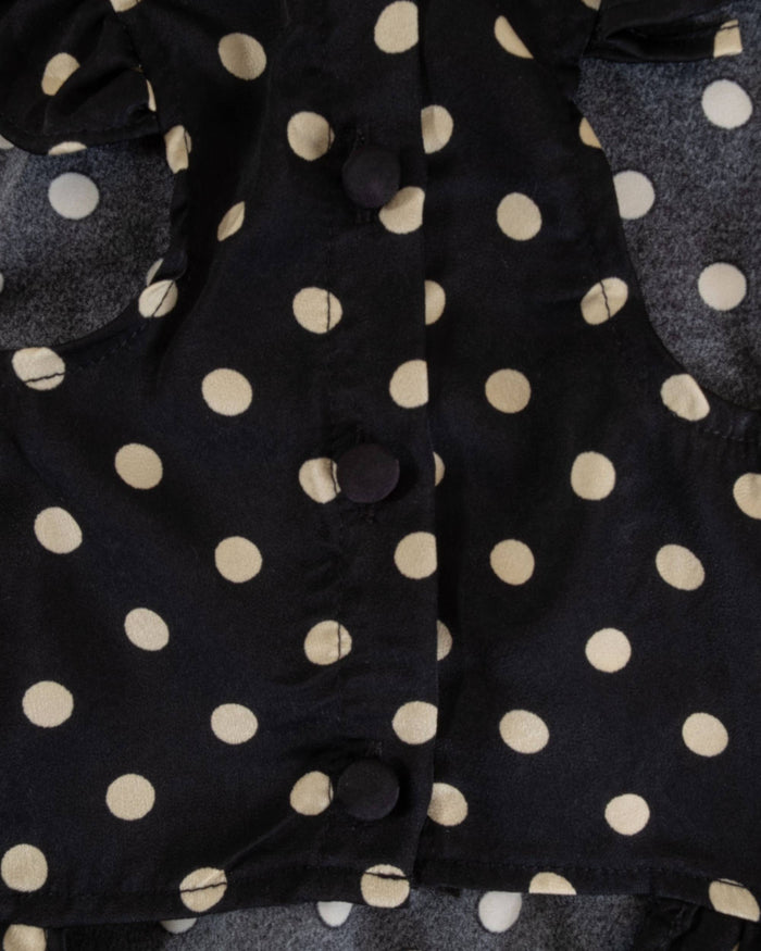 black ivory polka dot dog dress back view pet apparel