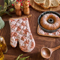 Gingerbread Print Oven Mit & Pot Stand Set - Brown