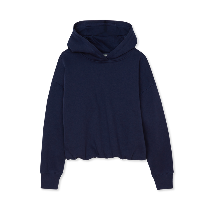 Girls' Crop Bubble Hoodie-Peacoat-1