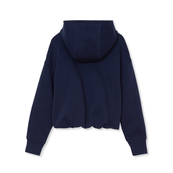 Girls' Crop Bubble Hoodie-Peacoat-2