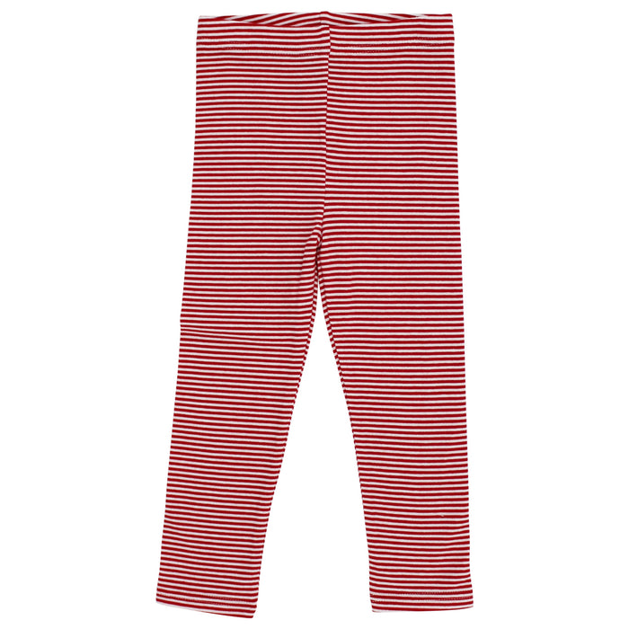 Girls Leggings - Red Stripe Knit