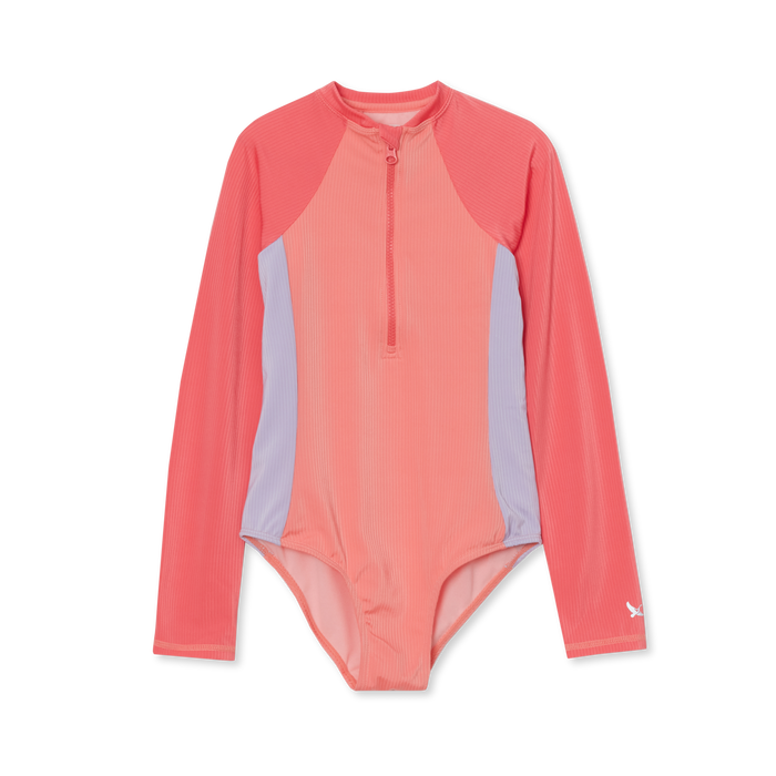 Girls Sea Spray LS One PC Zip Front Swimsuit
