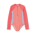 Girls Sea Spray LS One PC Zip Front Swimsuit