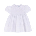 Girls White Floral Smocked Dress