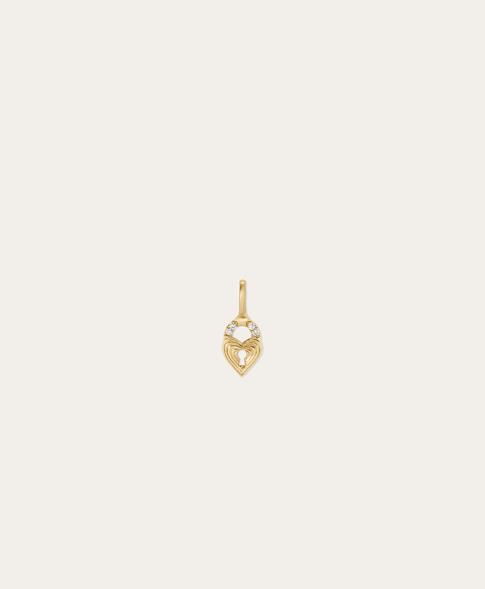 Groovy Diamond Heart Padlock Mini Charm