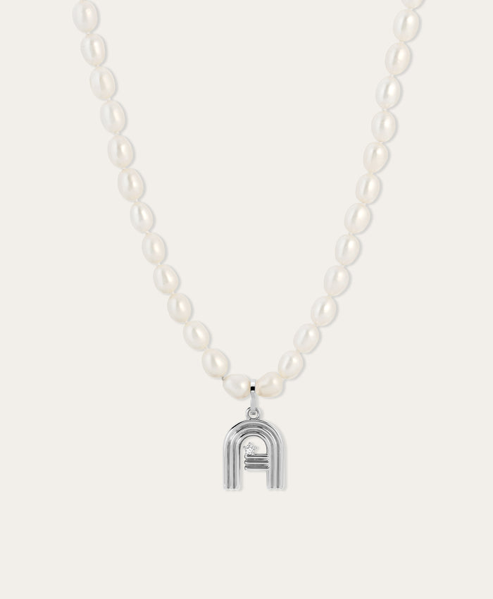 Groovy Diamond Initial Hinged Charm in Sterling Silver
