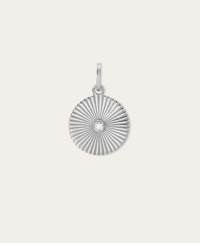 Groovy Diamond Rays Hinged Charm in Sterling Silver