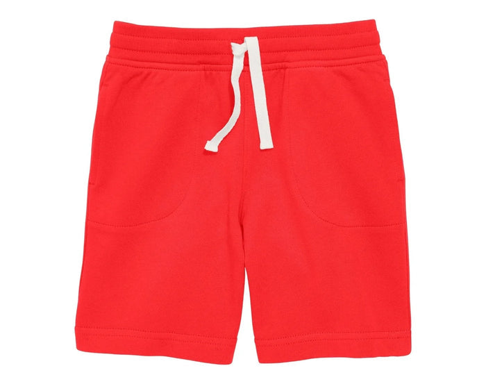Front view of Primary Gym Shorts - Strawberry. Available at www.tenlittle.com