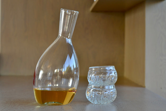 Nate Cotterman Mouth blown wine decanter.