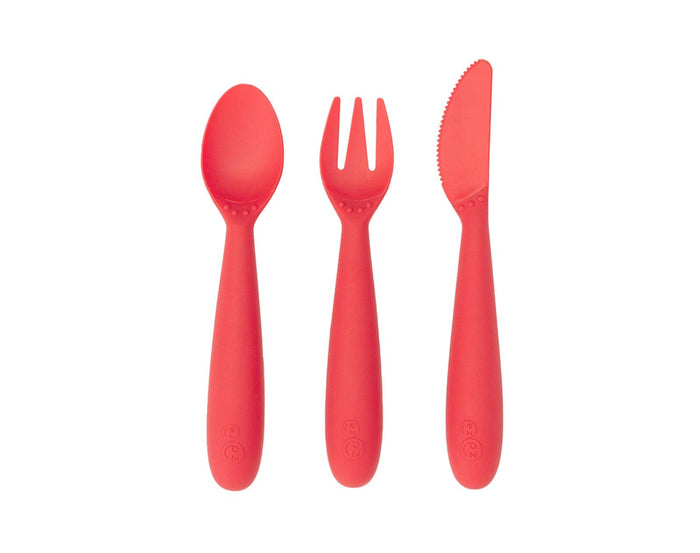 Ezpz Happy Utensils Set of 3 in Coral - Available in www.tenlittle.com