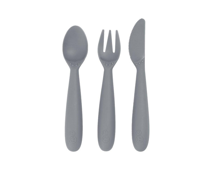 Ezpz Happy Utensils Set of 3 in Gray - Available in www.tenlittle.com