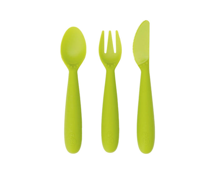 Ezpz Happy Utensils Set of 3 in Lime - Available in www.tenlittle.com