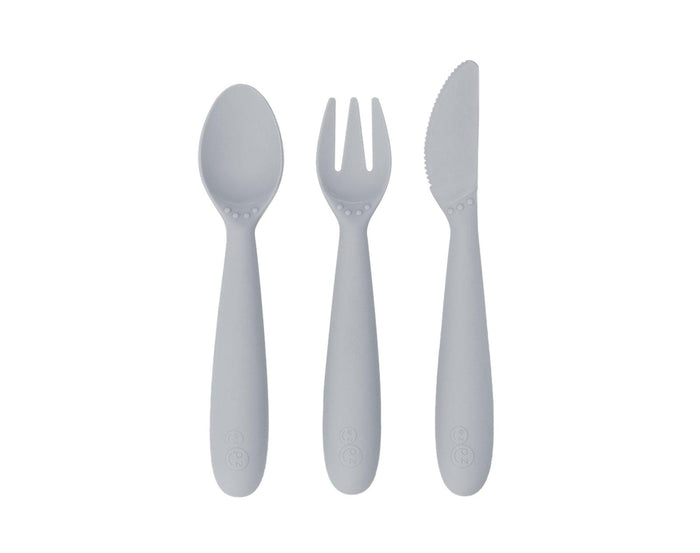 Ezpz Happy Utensils Set of 3 in Pewter - Available in www.tenlittle.com