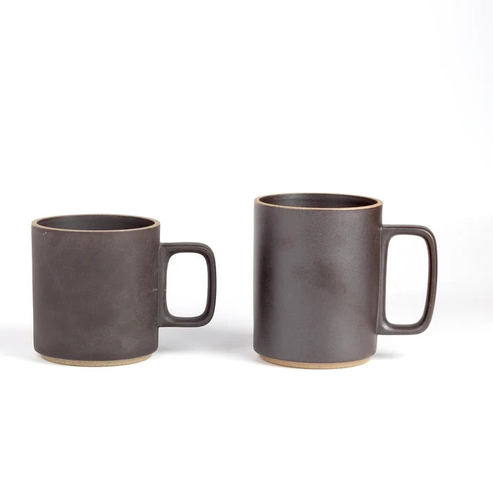 Hasami Porcelain Black Mugs in large and medium.