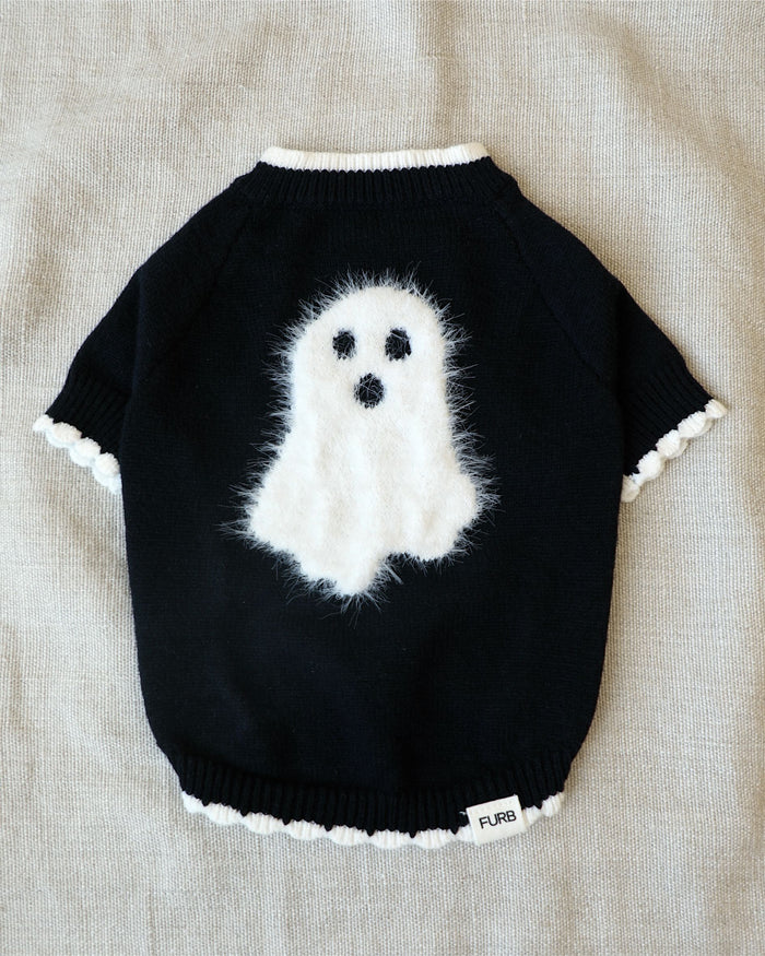 Hey Boo Ghost Sweater dog sweater with pumpkin ghost