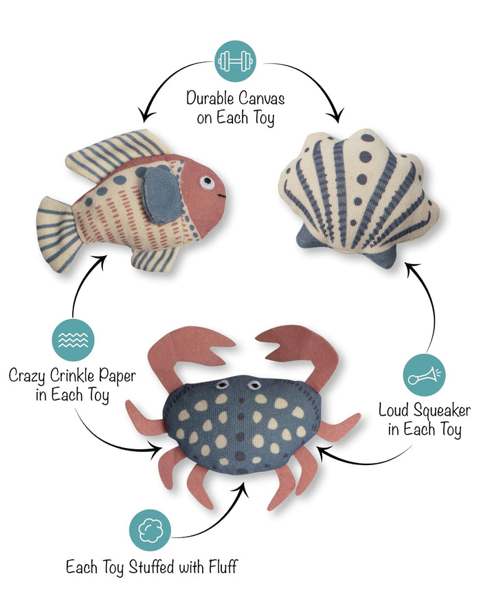 Colorful coastal inspired dog toys with soft textures and playful details . Updated May 2026.