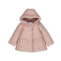 Hooded Boucle Coat with Bow Pockets