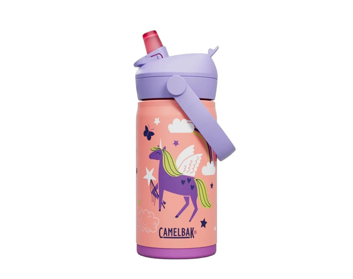Side view of CamelBak Insulated Stainless Steel Water Bottle - Unicorn. Available at www.tenlittle.com