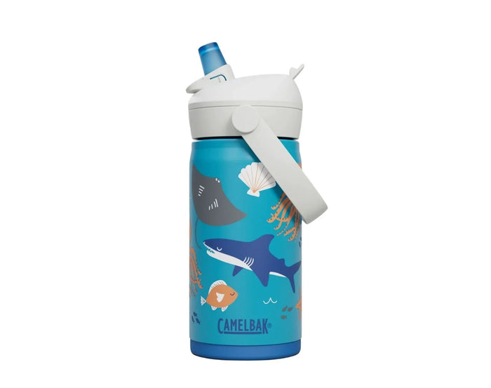 Side view of CamelBak Insulated Stainless Steel Water Bottle - Shark. Available at www.tenlittle.com
