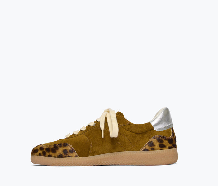 Freda Salvador Jackie Court sneaker featuring a suede and fabric combo in a stylish, casual design.