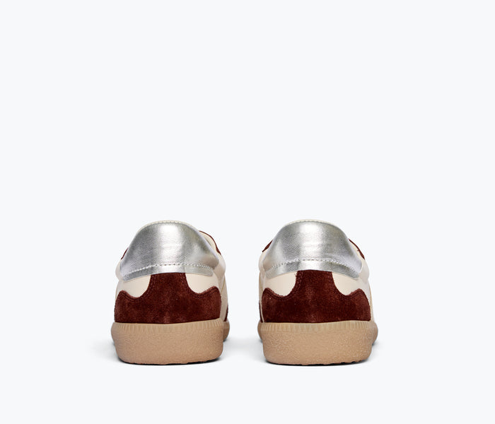 FREDA SALVADOR Jackie Court Sneaker in suede, featuring a sleek design and comfortable heel for casual or stylish wear.