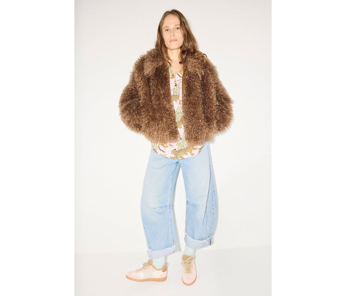Fred Salvador Jackie Court sneaker in powder suede with shearling lining, showcasing a stylish casual sneaker with a sleek design.