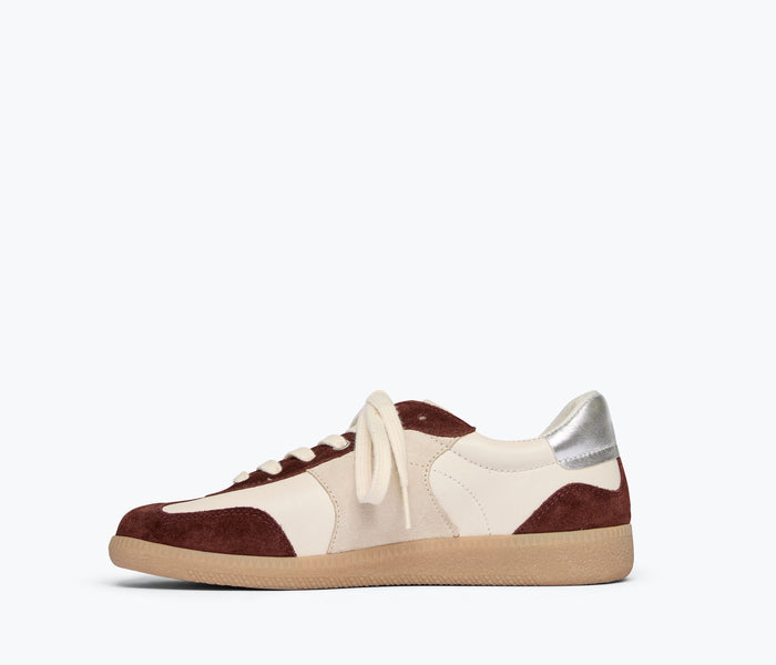 FREDA SALVADOR Jackie Court Sneaker in soft suede, featuring a sleek design and comfortable inside view.