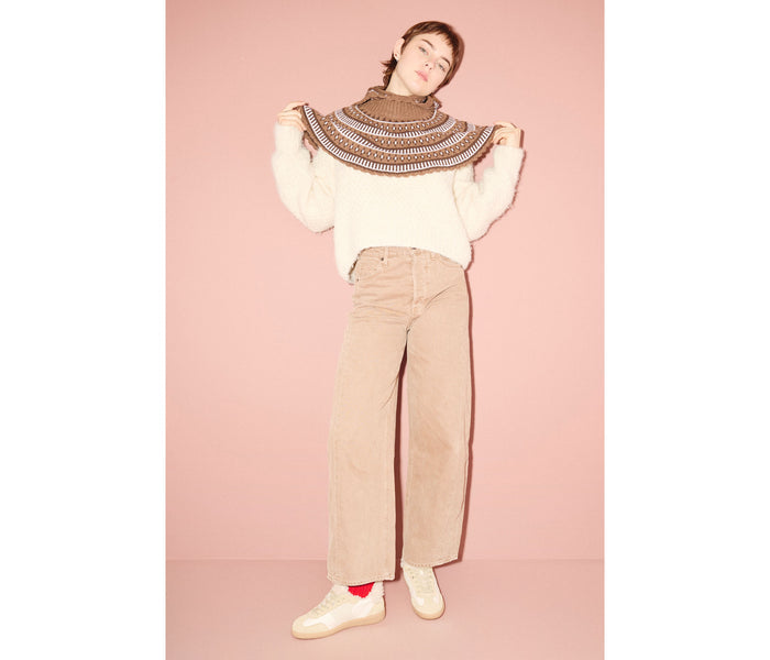 FREDA SALVADOR Jackie Court sneaker in stucco suede with sherling lining, showcasing stylish and comfortable footwear.