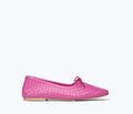 Magenta ballet flat by Freda Salvador with a square toe, featuring a sleek, minimalist design and a comfortable slip-on style.