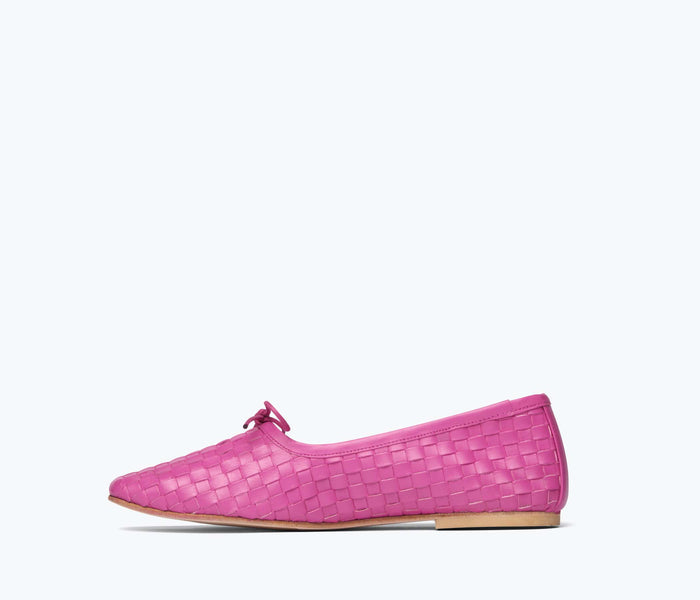 Magenta ballet flat by Freda Salvador featuring a square toe and smooth leather interior.