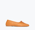 Freda Salvador Jada square toe ballet flat in tangerine, front view showcasing sleek design and vibrant color.