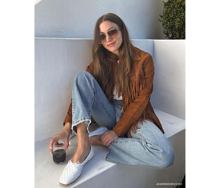 Freda Salvador JADA square toe ballet flat in neutral color, showcasing sleek design and comfortable slip-on style.