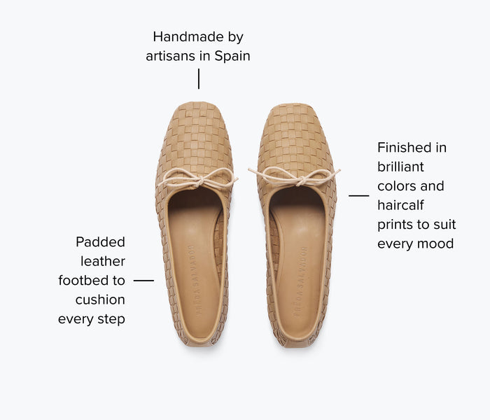 Freda Salvador JADA square toe ballet flat in latte leather, showcasing a sleek and stylish flat shoe with a square toe design.