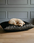 black vegan leather dog bed cover modern pet bed cover front view