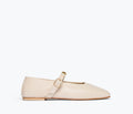 Freda Salvador Jane Mary Jane flat shoe with gold shell accents, front view showcasing stylish design and comfortable fit.
