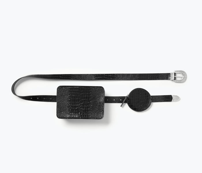 Freda Salvador JO small circle pouch bag with a short strap, compact SLG design, perfect for carrying essentials.