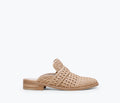 FRĒDA SALVADOR KEEN MULE in tan leather, slip-on mule shoe with a rounded toe and casual style, viewed from the front.