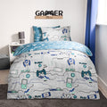 Kids Gaming Console Print Reversible Duvet Cover Set - Grey/Blue (Single)