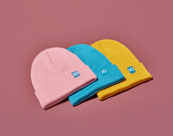 Ten Little Knit Beanies Mariegold Yellow, Blush Pink and Teal Blue - Available at www.tenlittle.com