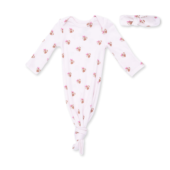 Knotted Gown and Headband-Mini Football Hearts