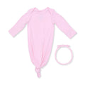 Knotted Gown and Headband-Solid Pink A Boo