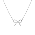 Lab Grown Diamond Bow Necklace Silver 14k 18k White Gold 18in First