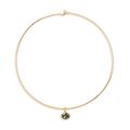 Lab Grown Green Sapphire Oval Pendant Collar Necklace Stainless Steel Yellow Gold 15in First