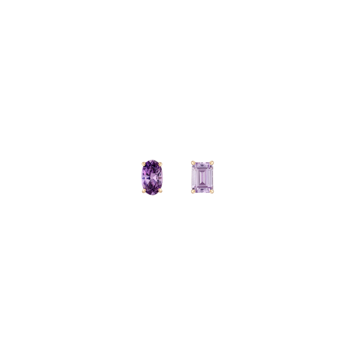 Lab Grown Purple Amethyst Mosaic Studs Vermeil Yellow Gold First