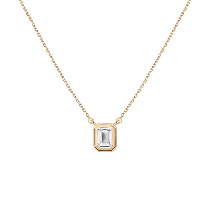 Lab Grown White Sapphire Heirloom Necklace Vermeil 14k 18k Yellow Gold First