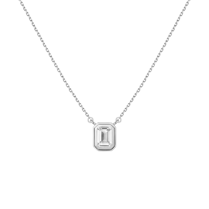 Lab Grown White Sapphire Heirloom Necklace Vermeil 14k 18k White Gold First