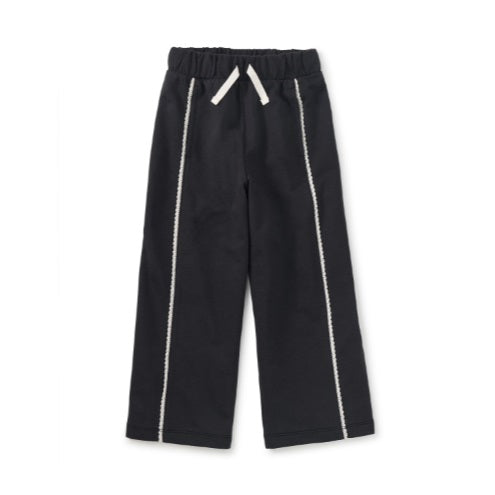 Lace Trim Track Pants-Black