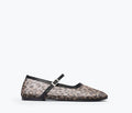 Freda Salvador Laurel Mary Jane flat with leopard mesh upper and rounded toe on a neutral background.